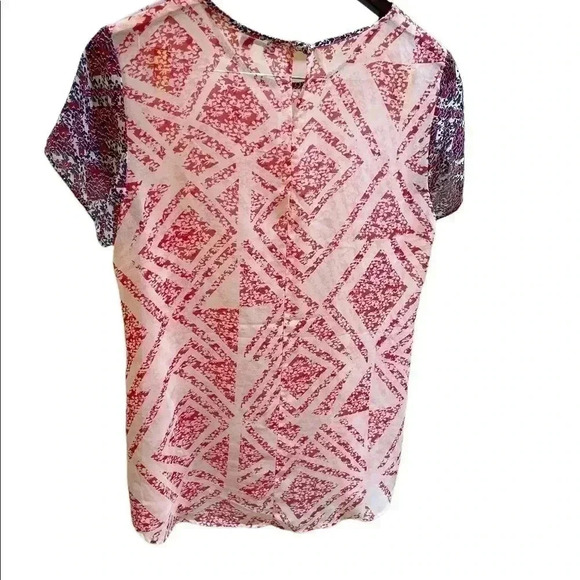 CAbi Sheer Red White Blue Blouse Size M - Picture 3 of 6